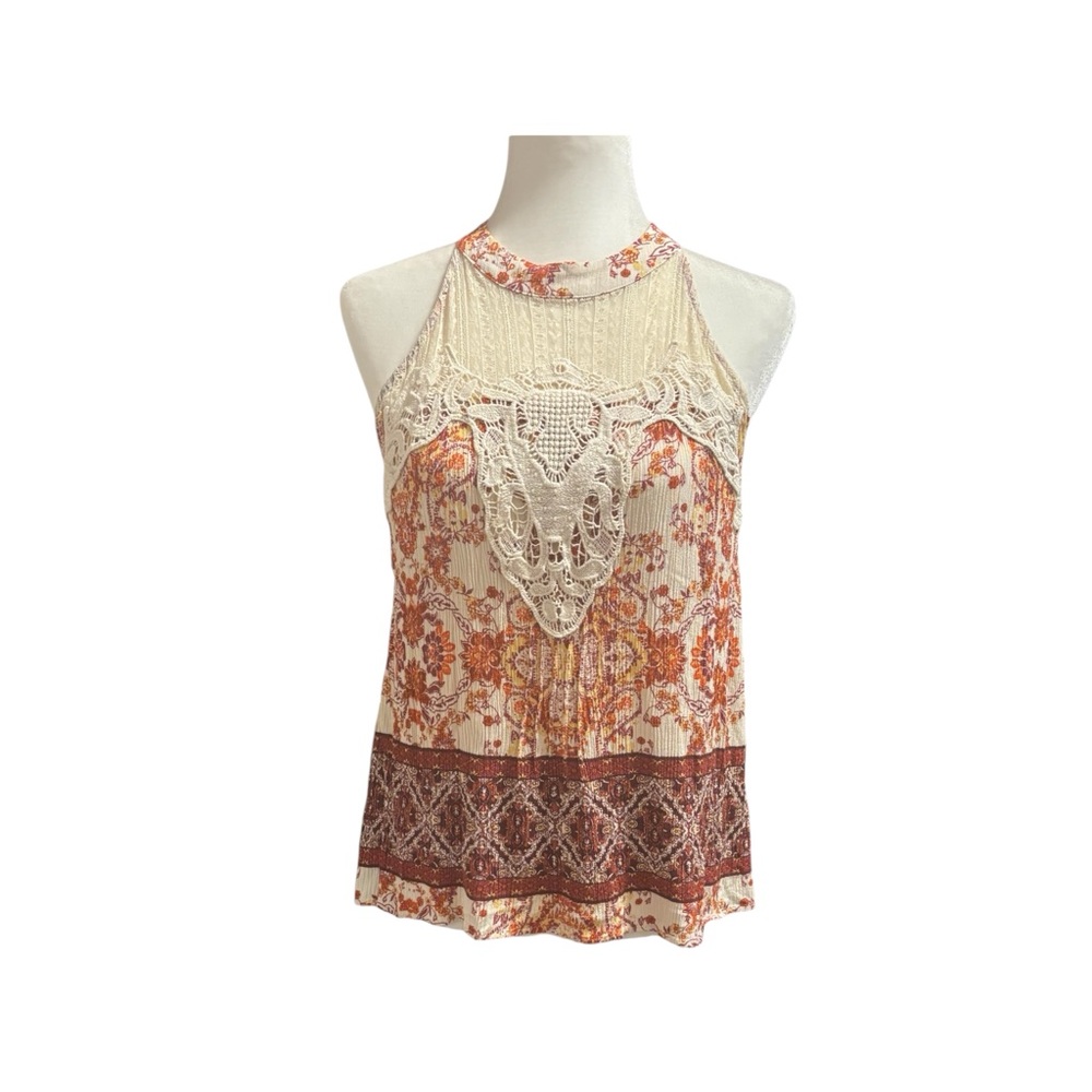 Coco + Jaimeson Colorful Floral With Lace Top, Boho, Stretchy, Sleeveless
